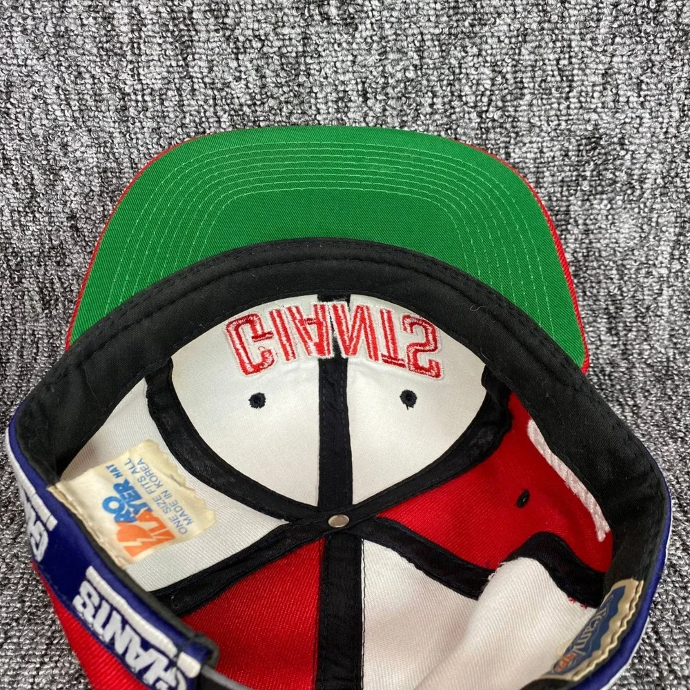 Vintage 90s New York Giants Pro Player Tape Logo Snapback Hat Cap Colorblock NFL